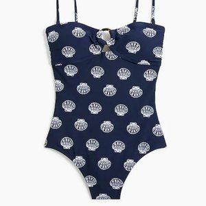 J.Crew Factory Seashell tortoise-ring bandeau one-piece swimsuit (large)